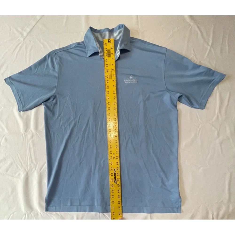 FJ Golf Polo Shirt Size XL Blue  White Striped The‎ Woodlands Country Club